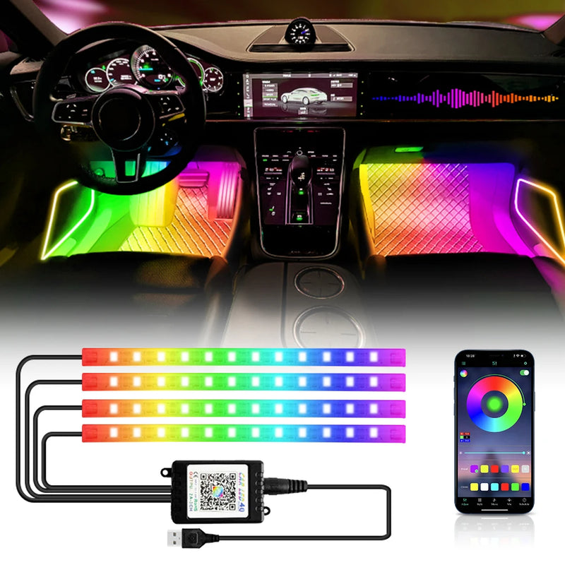 Neon LED Car Interior Ambient Foot Light with USB