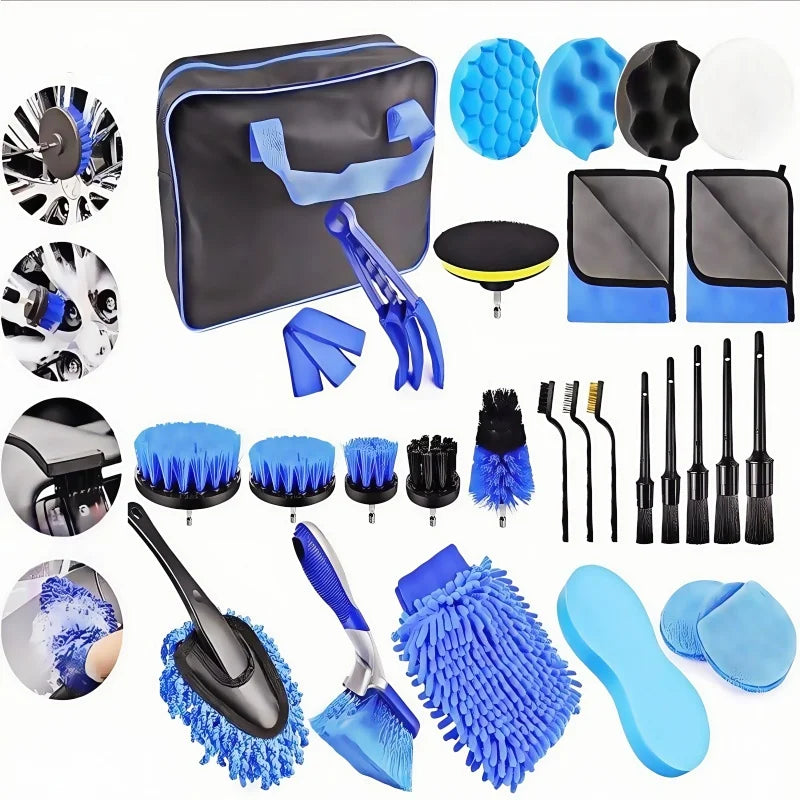 29pcs Car Cleaning Kit Wheels/Interior/Exterior