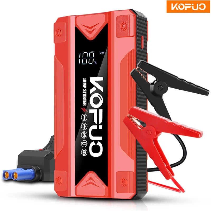 Car Jump Starter 12V Power Bank with LCD Display, LED Light