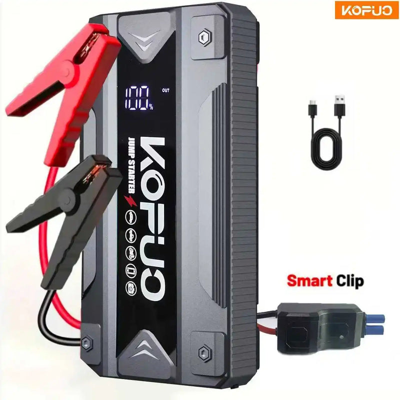 Car Jump Starter 12V Power Bank with LCD Display, LED Light